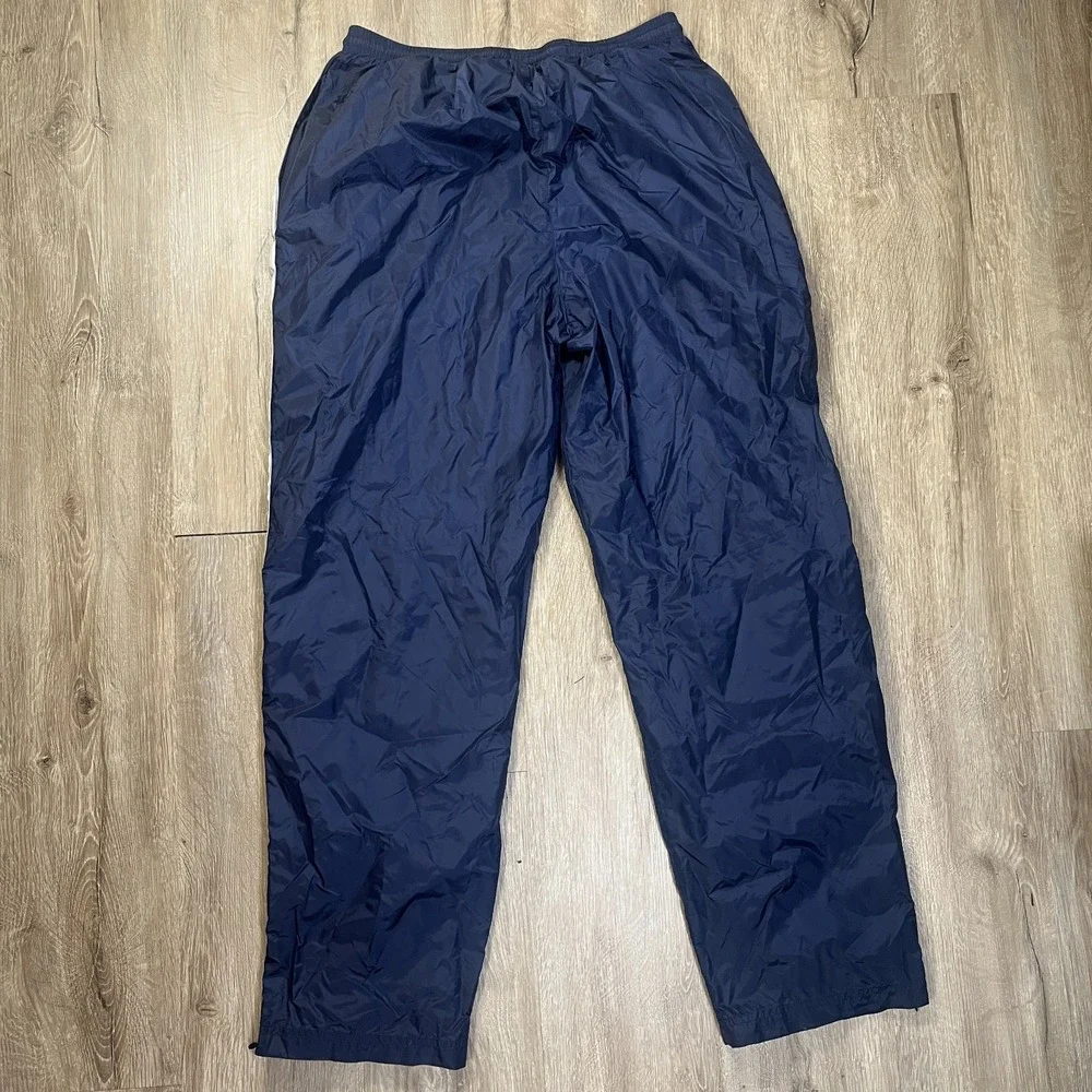 VTG Adidas Track Pants Blue Navy Men's XL Three Stripes Tricot Y2K Ankle Zip